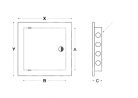 ABS szervízajtó 100x100mm fehér, müa. VORTZ (csempeajtó, ellenőrző ablak, revíziós ajtó, kádajtó)
