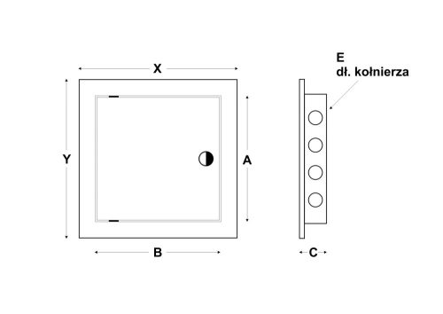 ABS szervízajtó 200x250mm FEKETE, müa. VORTZ (csempeajtó, ellenőrző ablak, revíziós ajtó, kádajtó)