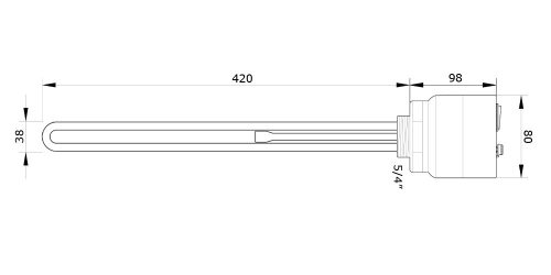 Elektromos bojler fűtőbetét 5/4"-2KW / termosztát, fűtőpatron, fűtőszál vízmelegítőhöz