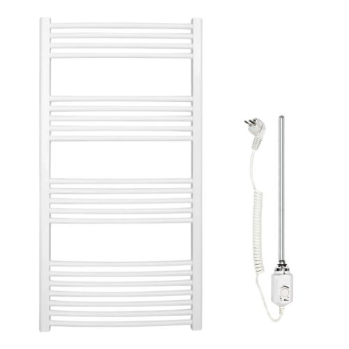 Heiztech elektromos törölközőszárító radiátor szett 600x1400 egyenes, fehér, (600W) fűtőpatronnal