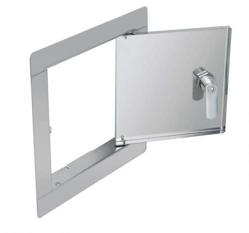FÉM szervízajtó 250x300mm fehér KULCSOS ZÁRRAL VORTZ (csempeajtó, ellenőrző ablak, revíziós ajtó)