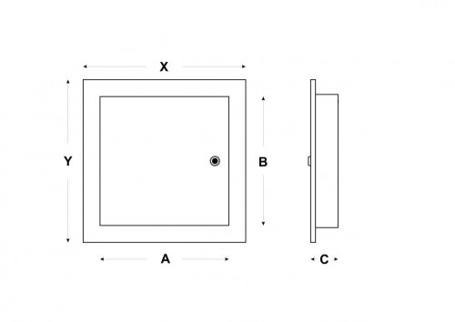 FÉM szervízajtó 250x300mm fehér KULCSOS ZÁRRAL VORTZ (csempeajtó, ellenőrző ablak, revíziós ajtó)