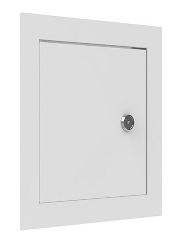 FÉM szervízajtó 300x300mm fehér KULCSOS ZÁRRAL VORTZ (csempeajtó, ellenőrző ablak, revíziós ajtó)