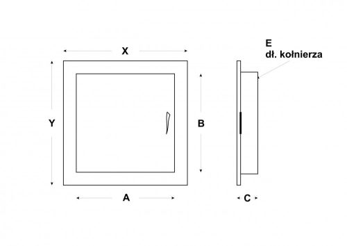 INOX szervízajtó 600x600mm VORTZ (csempeajtó, ellenőrző ablak, revíziós ajtó)