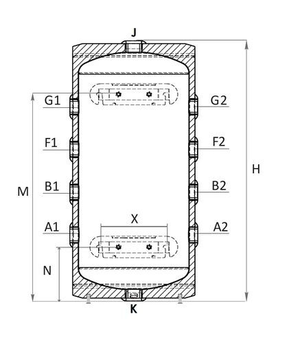 Sunsystem PSM 100 hűtési és fűtési puffer tartály szigeteléssel hőszivattyúhoz (100 liter)
