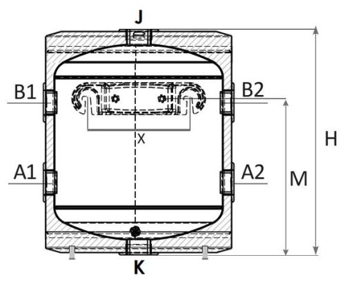 Sunsystem PSM 50 hűtési és fűtési puffer tartály szigeteléssel hőszivattyúhoz (50 liter)