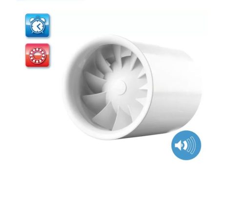 Vents Quietline 100 T időkapcsolóval, golyóscsapágyas elszívó csőventilátor